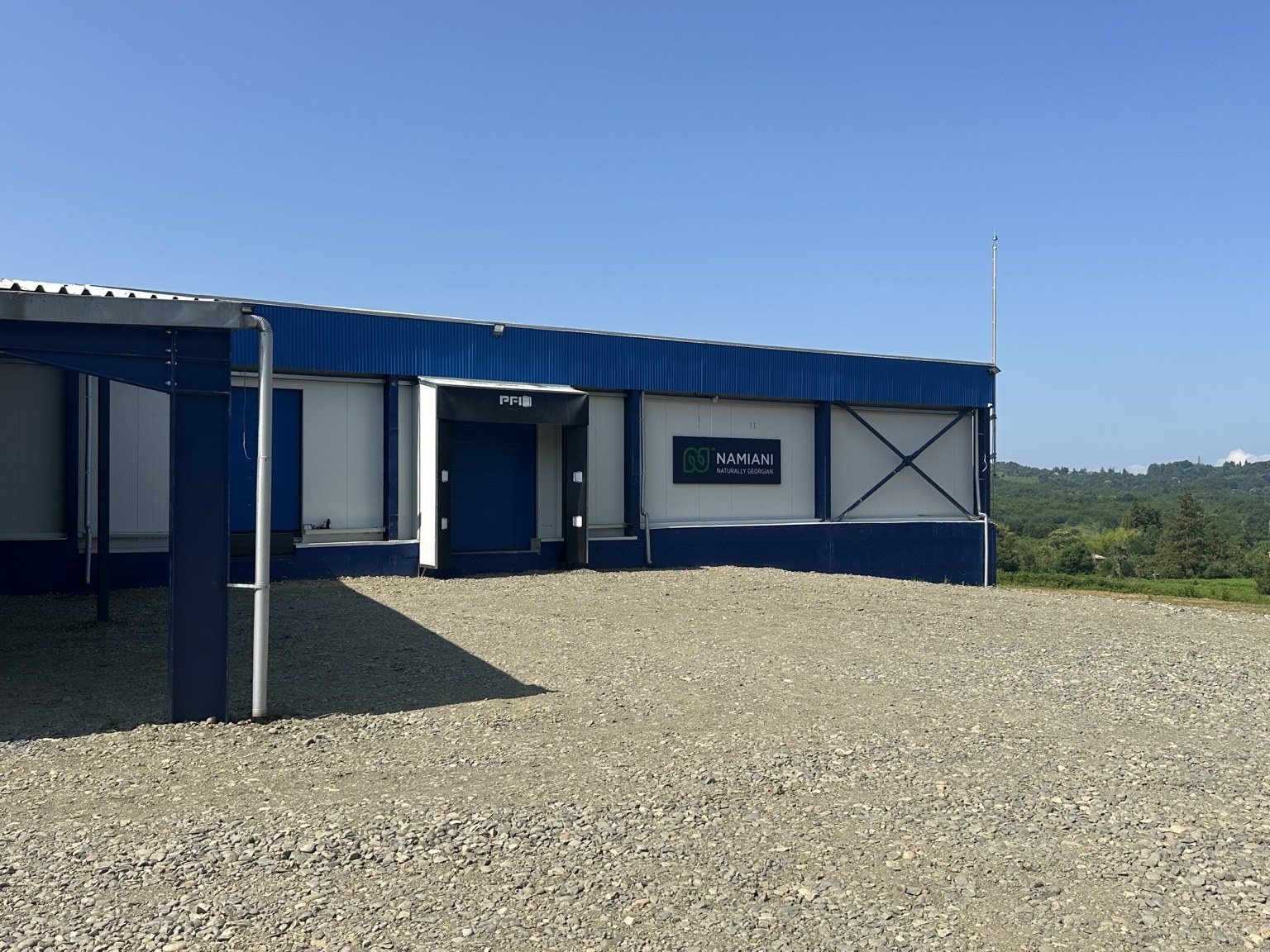 Exterior of Namiani’s cold-storage facility with the Namiani sign